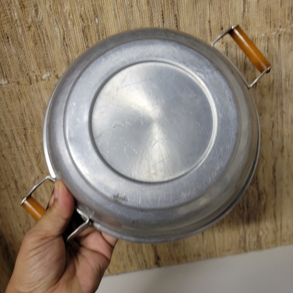 Vtg Metal and Pottery 30s Child's Warmer Sectioned Dish Mary had a Little Lamb - Picture 2 of 4